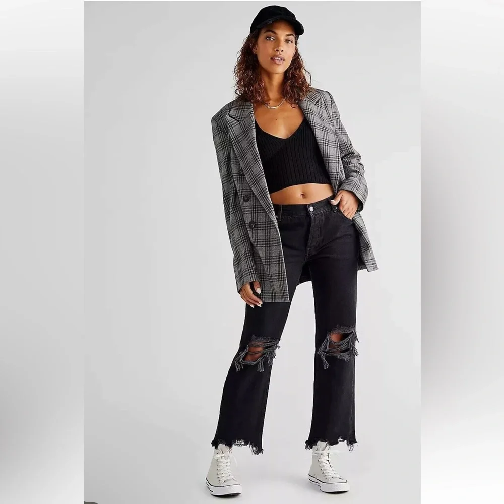 C26‎ Free People Maggie Mid Rise Straight Leg Jeans Washed Black